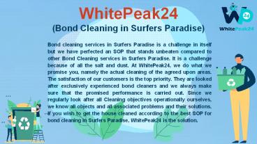 Bond Cleaning Services in Pimpama