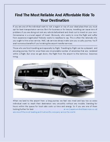 Find The Most Reliable And Affordable Ride To Your Destination