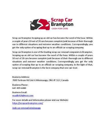 Scrap Car Brampton