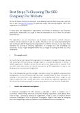 Best Steps To Choosing The SEO Company For Website PowerPoint PPT Presentation