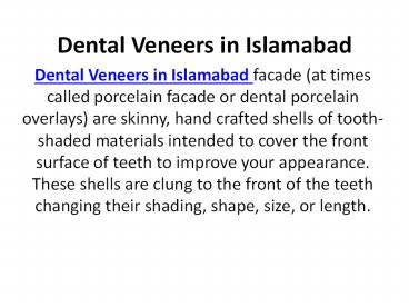 Dental Veneers treatment in Islamabad