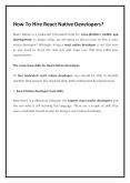 How To Hire React Native Developers? PowerPoint PPT Presentation