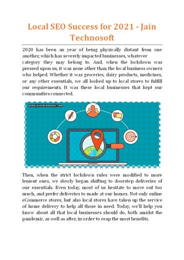 Local SEO Success for 2021 - Jain Technosoft