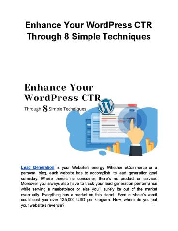Enhance Your WordPress CTR Through 8 Simple Techniques