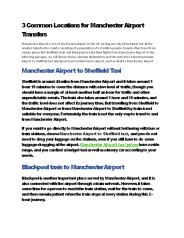 3 Common Locations for Manchester Airport Transfers