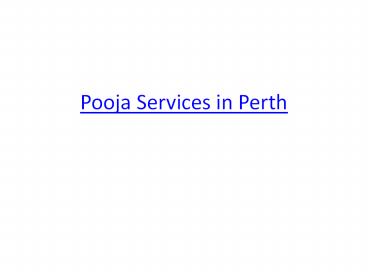 Pooja Services in Perth