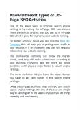 Know Different Types of Off-Page SEO Activities PowerPoint PPT Presentation