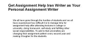 Assignment Help Iran Writer as Your Personal Assignment Writers