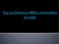 top 10 distance MBA universities in India PowerPoint PPT Presentation