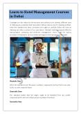 Learn to Hotel Management Courses in Dubai PowerPoint PPT Presentation