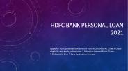 Apply For HDFC Bank Personal Loan Now