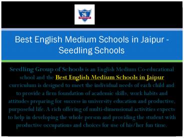 Best English Medium Schools in Jaipur - Seedling Schools