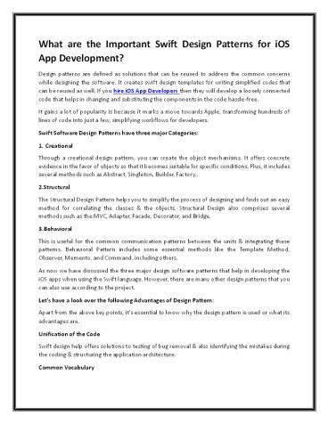 What are the Important Swift Design Patterns for iOS App Development ...