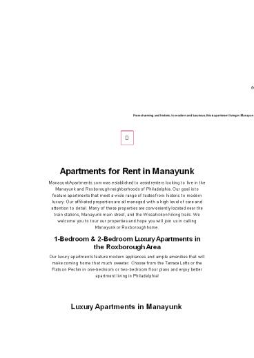 Luxury Apartments in Manayunk