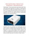 What Qualities Make a Medical Grade Transformer - Miracle Electronics PowerPoint PPT Presentation