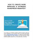 HOW TO CREATE MORE IMPROVED & OPTIMIZED WORDPRESS WEBSITES? PowerPoint PPT Presentation