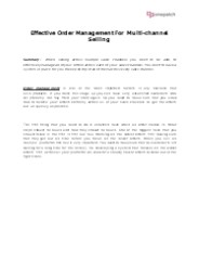 Effective Order Management For Multi-Channel Selling