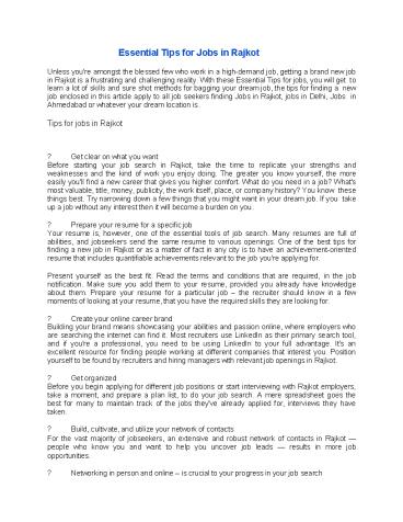 Essential Tips for Jobs in Rajkot