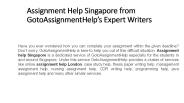 Assignment Help Singapore from GotoAssignmentHelp’s Expert Writers