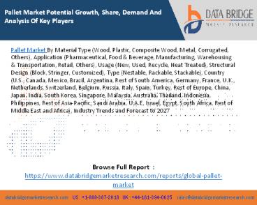 Pallet Market Potential Growth, Share, Demand And Analysis Of Key Players
