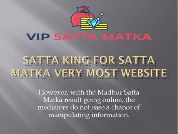 Welcome to satta matka trusted game