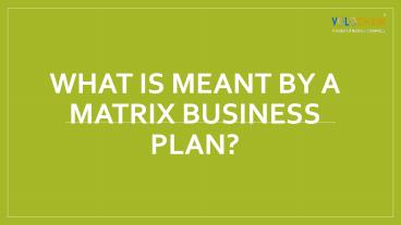 What is Meant by a Matrix Business Plan?