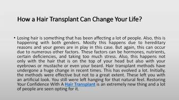 How a Hair Transplant Can Change Your Life?