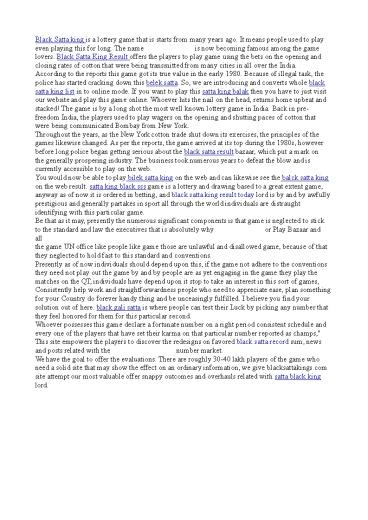 Satta King Balak Black Satta King Ka Result