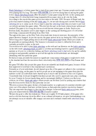 Black Satta King Black Satta Result