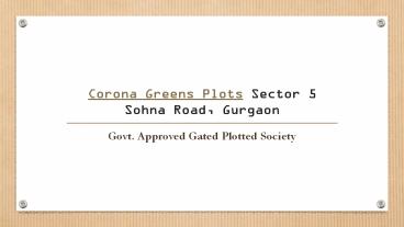 Corona Greens Plots Sohna Gurgaon
