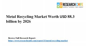 Metal Recycling Market Size Worth USD 88.3 billion by 2026