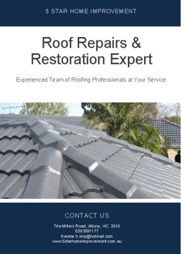 Roof Repairs & Restoration Expert in Melbourne