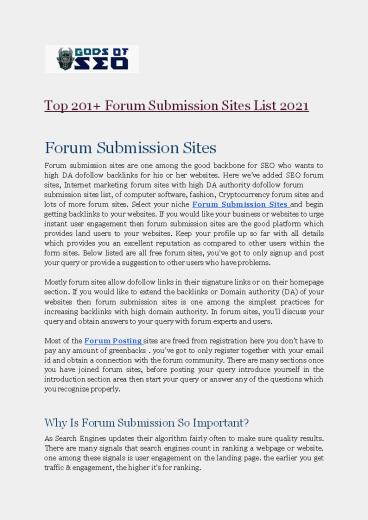 Top 201+ Forum Submission Sites List 2021 ...