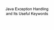 Java Exception handling and its keyword