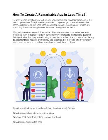 How To Create A Remarkable App In Less Time?