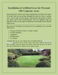 Installation of Artificial Grass for Personal OR Corporate Areas PowerPoint PPT Presentation