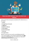Must Have SEO Software Tools You Can’t Live Without PowerPoint PPT Presentation