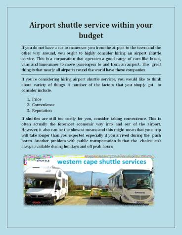Airport shuttle service within your budget