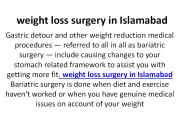 weight loss surgery in islamabad