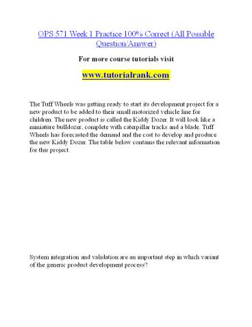 OPS 571T Education Specialist |tutorialrank.com