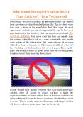 Why Should Google Penalize Multi-Page Articles - Jain Technosoft PowerPoint PPT Presentation