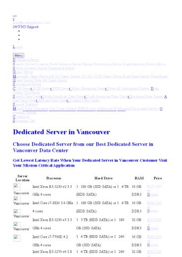 Vancouver Dedicated Server