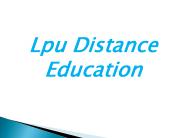 "Lpu Distance Education "