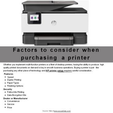 Factors to consider when purchasing a printer