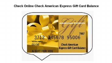 Check Online Check American Express Gift Card Balance