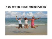 How To Find Travel Friends Online