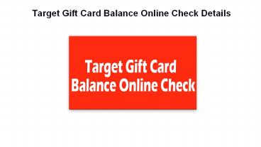 Target Gift Card Balance Online Check Details