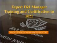 Expert F&I Manager Training and Certification in 2021