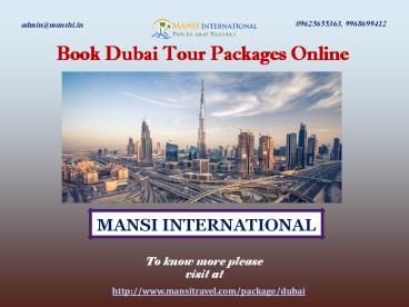 Book Dubai Tour Packages Online
