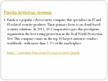 Panda Antivirus User Ratings for Download, Install & Setup